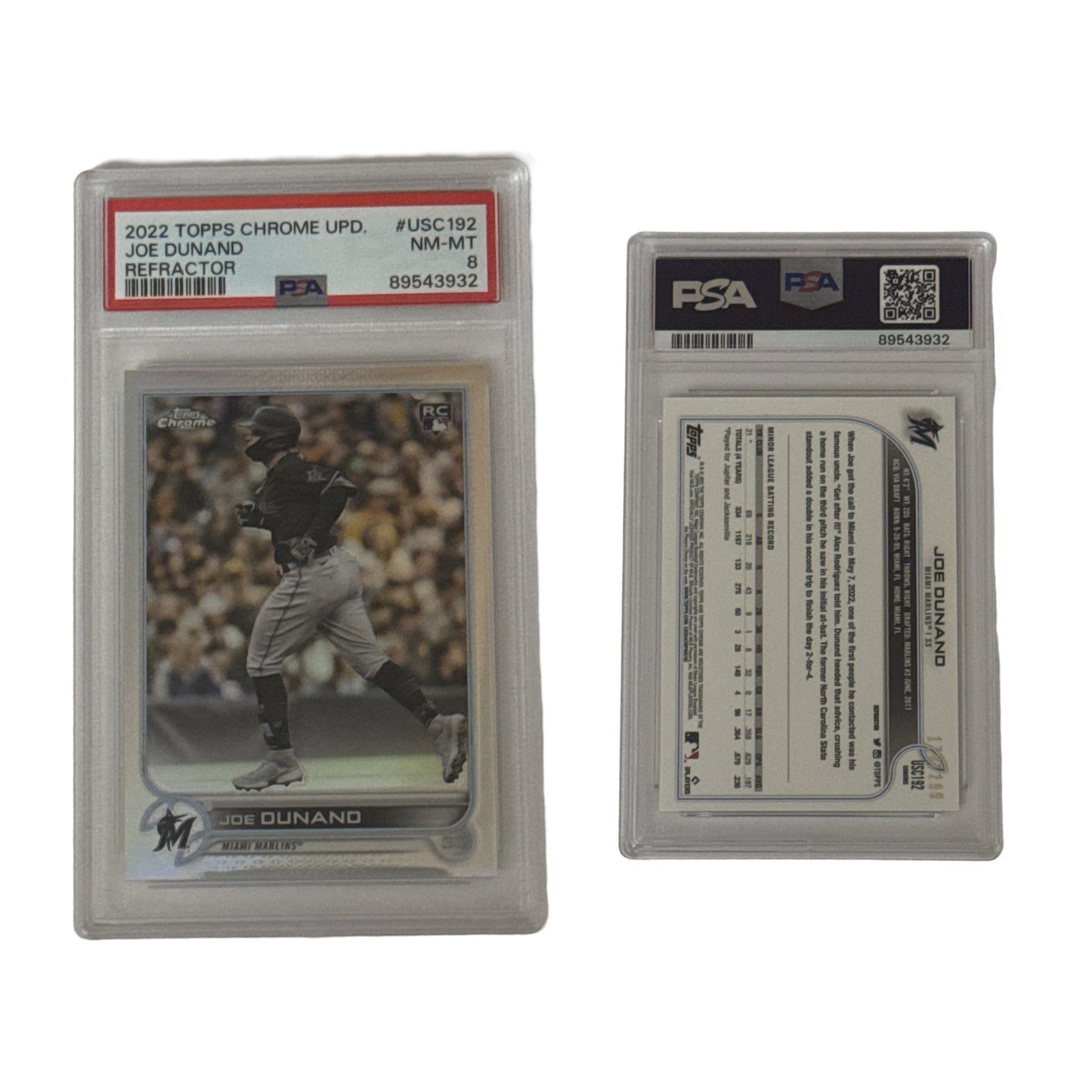 2022 Joe Dunano Topps Chrome Update Refractor /299 #USC192 PSA NM-MT 8