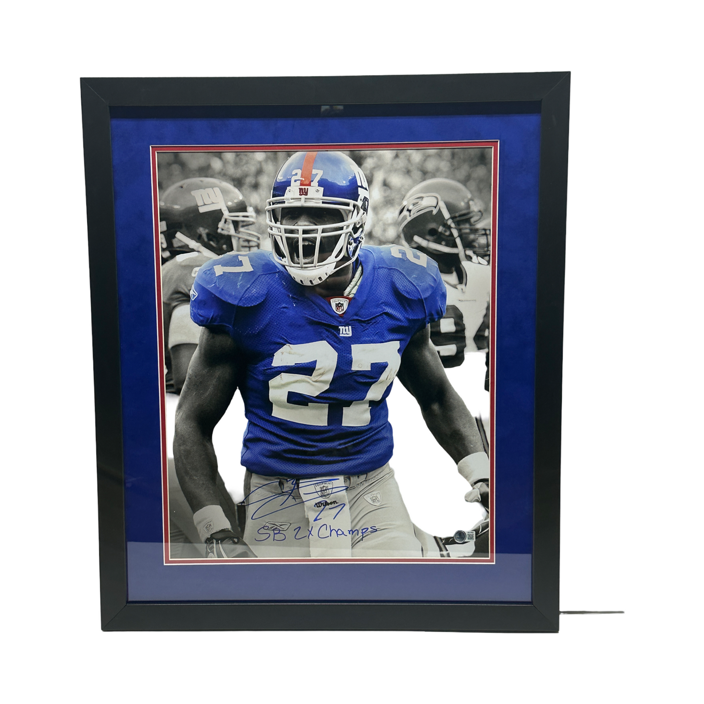 Brandon Jacobs Autographed Framed New York Giants Spotlight Inscribed "2x SB Champs" 16x20 Beckett