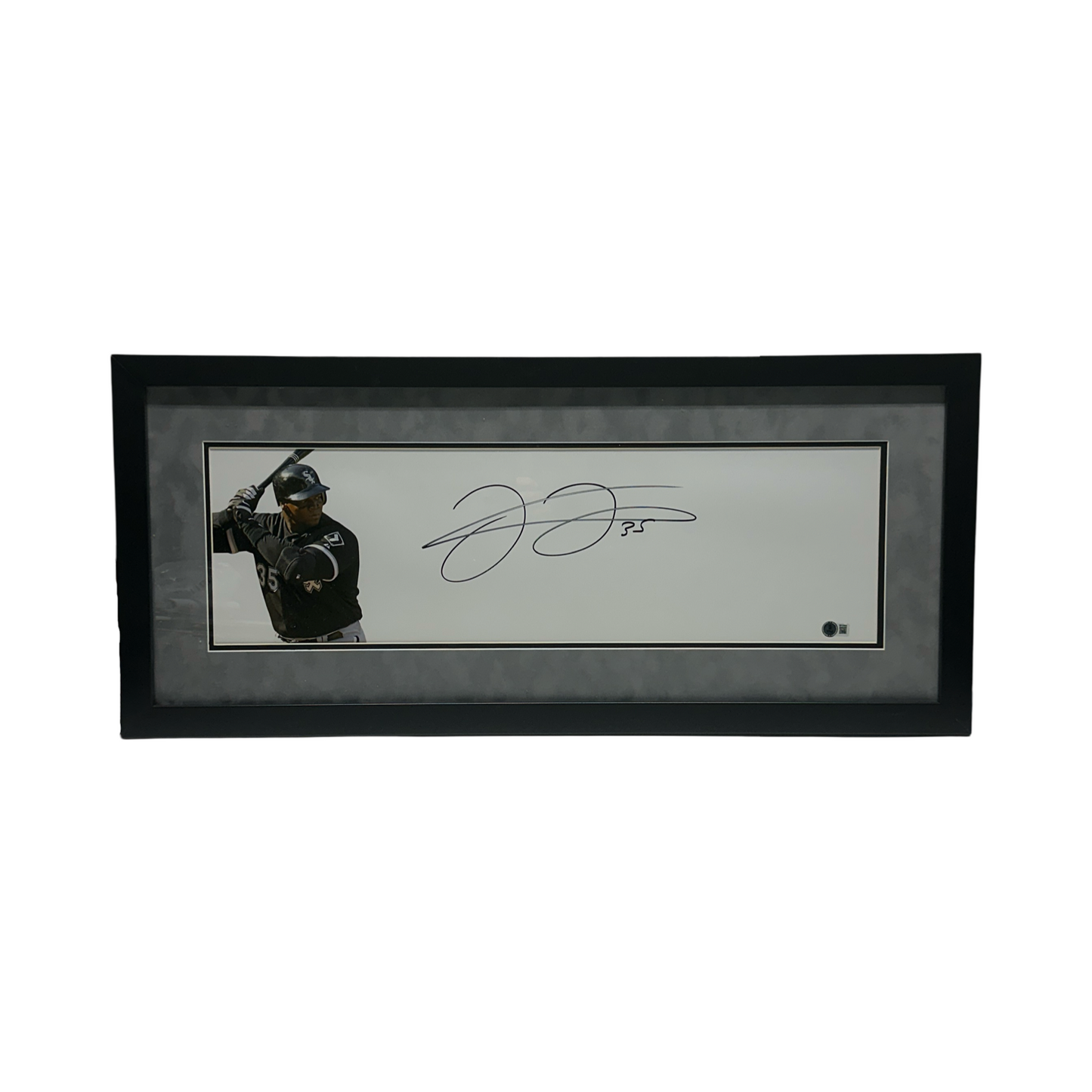 Frank Thomas Autographed Chicago White Sox Framed Grey Mat 8x26 Photo Beckett BAS