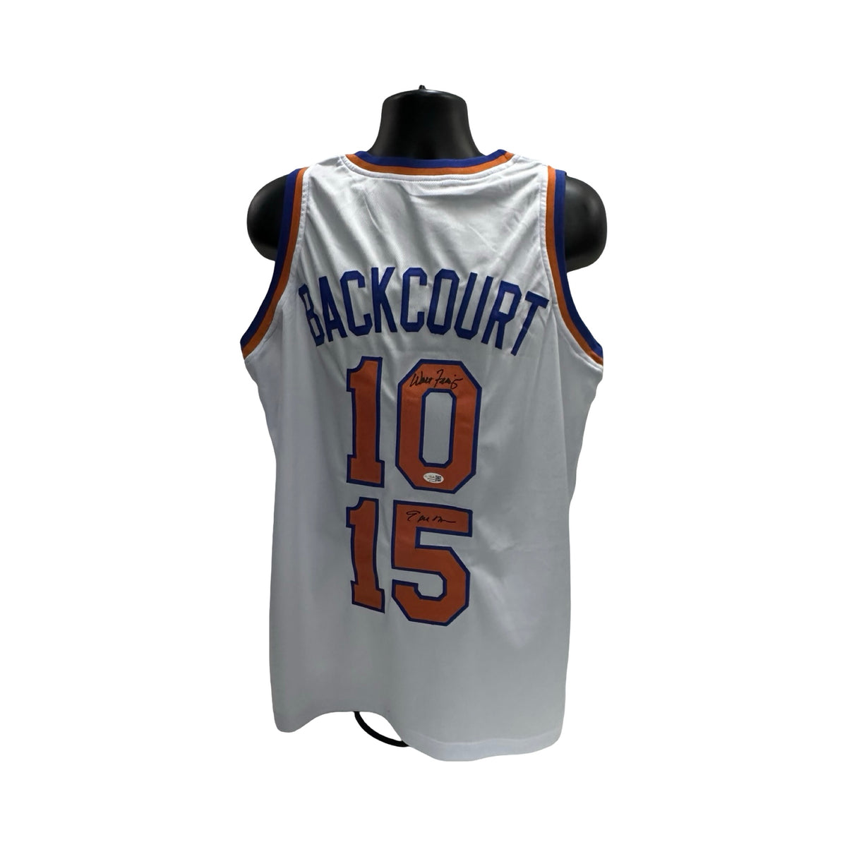 Walt Clyde Frazier & earl Monroe Autographed New York Knicks White Jersey JSA COA