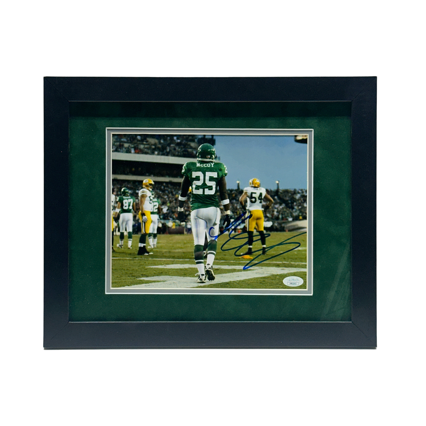 Lesean McCoy Autographed Philadelphia Eagles Horizontal Back Number 8x10 JSA - Framed