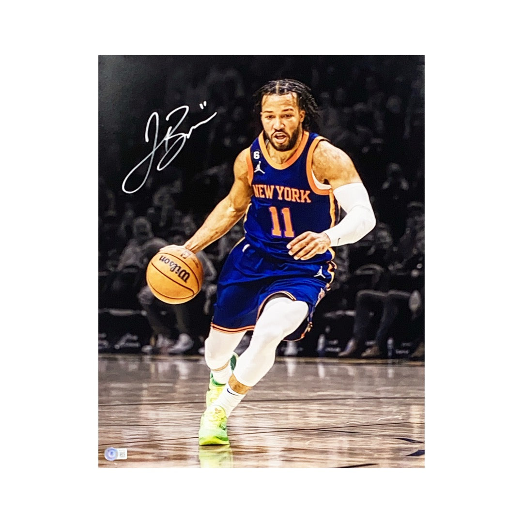 Jalen Brunson Autographed New York Knicks Dribble 16x20 Beckett