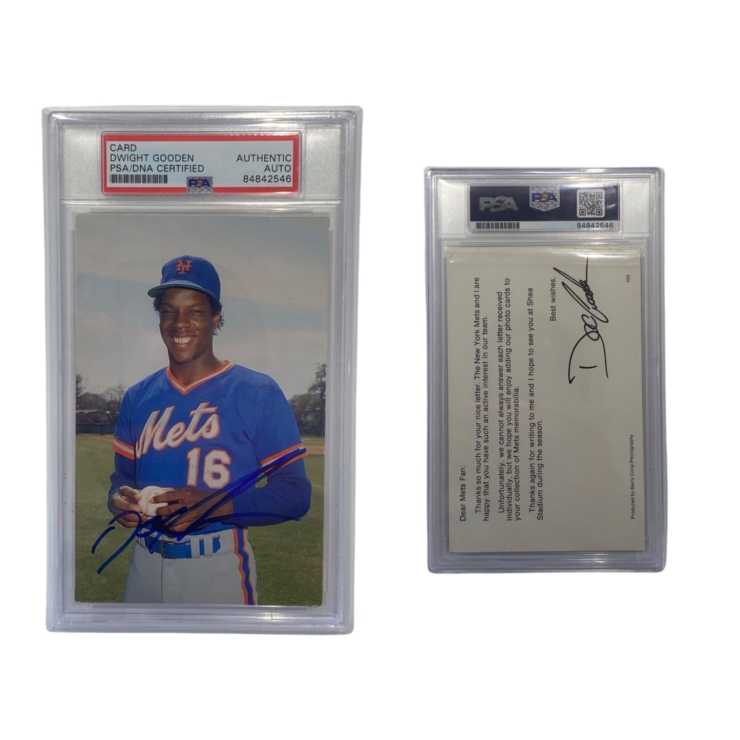 1985 Dwight "Doc" Gooden Autographed Postcard #488 PSA Auto Authentic