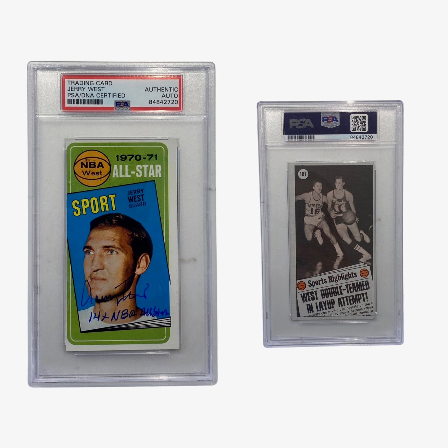 1970-71 Jerry West Autographed Topps NBA West All-Star “14x NBA All Star” Inscription #107 PSA Auto Authentic