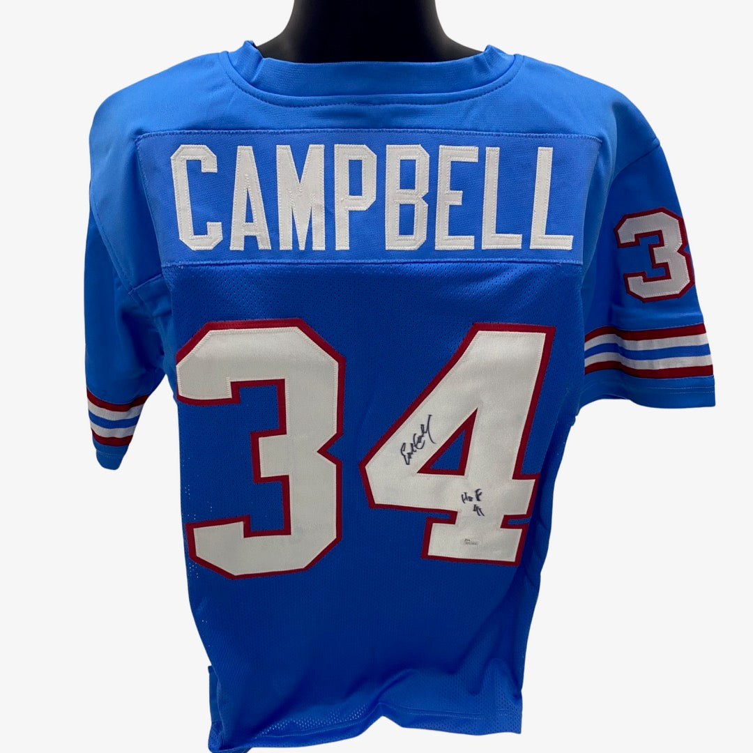 Earl Campbell Autographed Houston Oilers Blue Jersey JSA