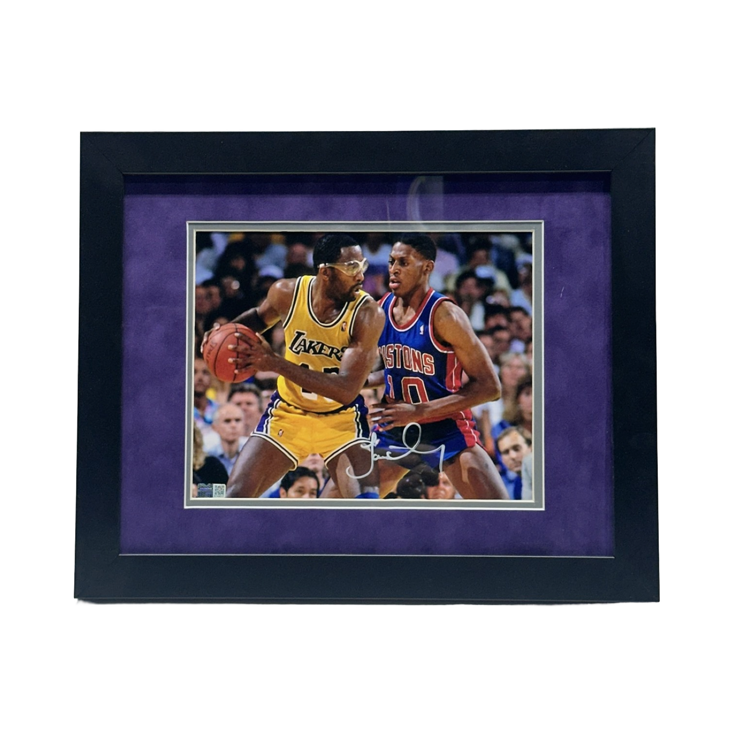 James Worthy Autographed Los Angeles Lakers vs Dennis Rodman 8x10 Steiner CX - Framed