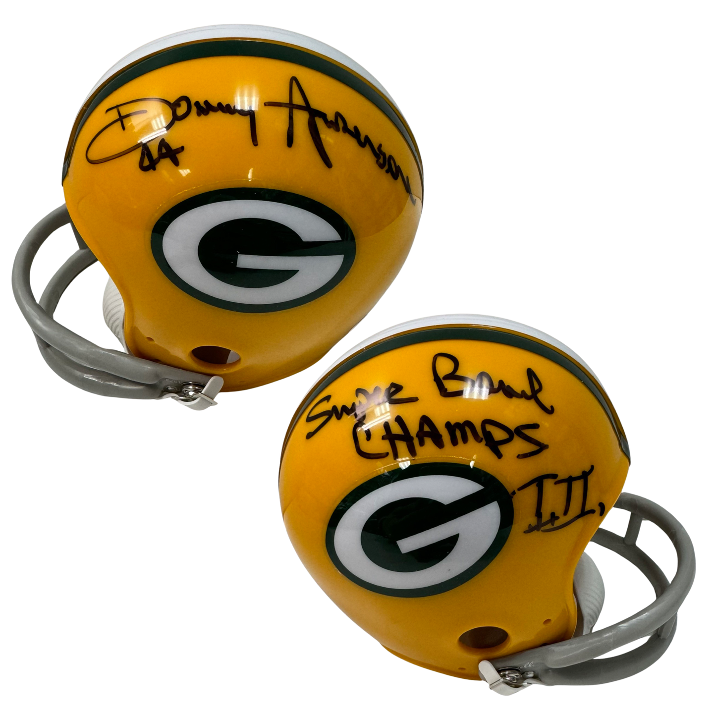 Donny Anderson Autographed Green Bay Packers Mini Helmet Super Bowl Champs I. II Inscription JSA