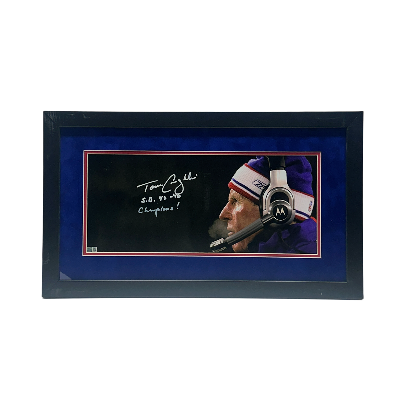 Tom Coughlin Autographed New York Giants "S.B. 42-46, Champions!" Inscribed 8x18 Steiner CX - Framed