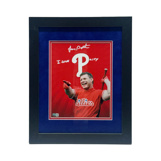 Lenny Dykstra Autographed Philadelphia Philles "I Love P*ssy" Inscribed 8x10 Steiner CX - Framed