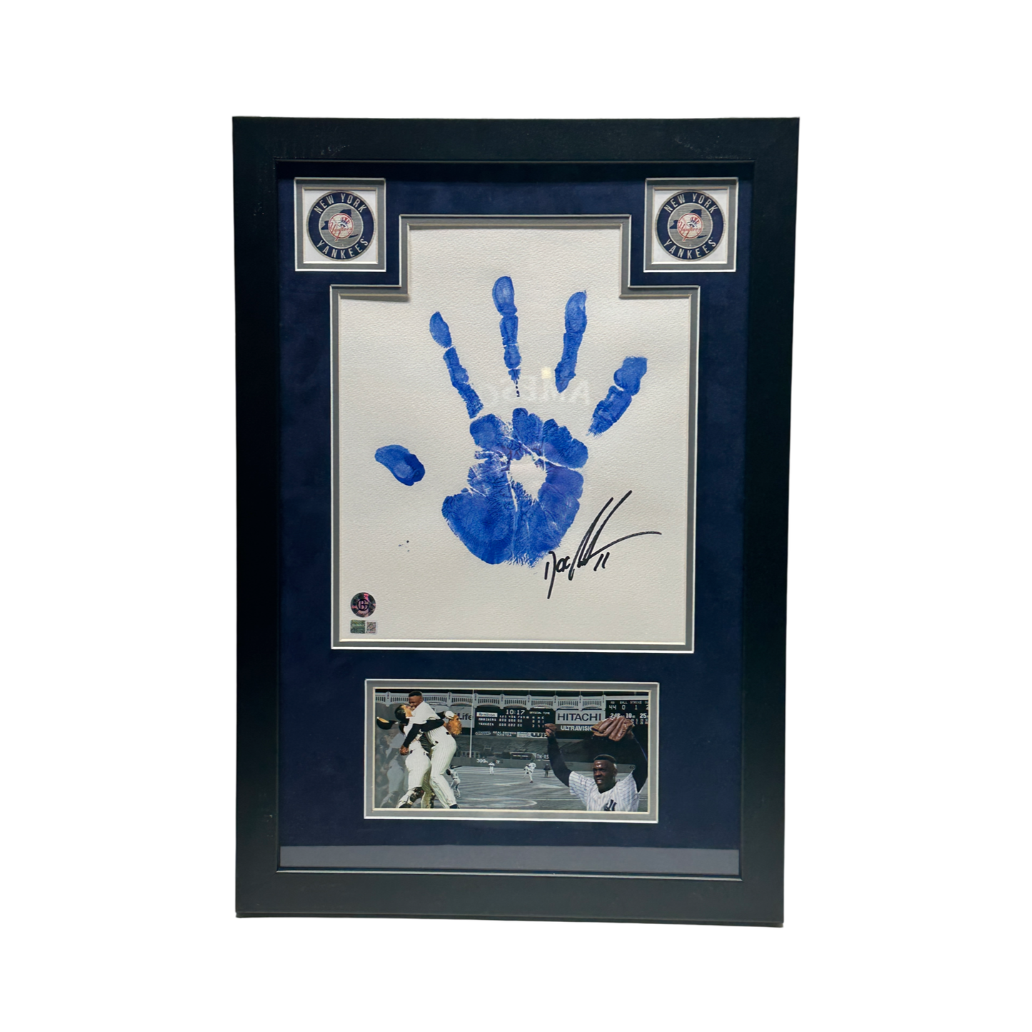 Doc Gooden Autographed New York Yankees 11x14 w/ Blue Handprint “#11” Steiner CX - Framed