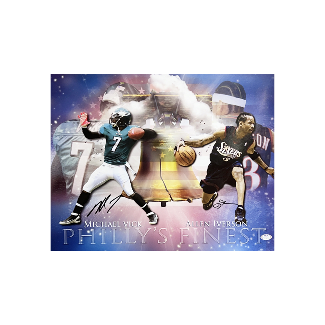 Allen Iverson & Michael Vick Autographed 16x20 PSA