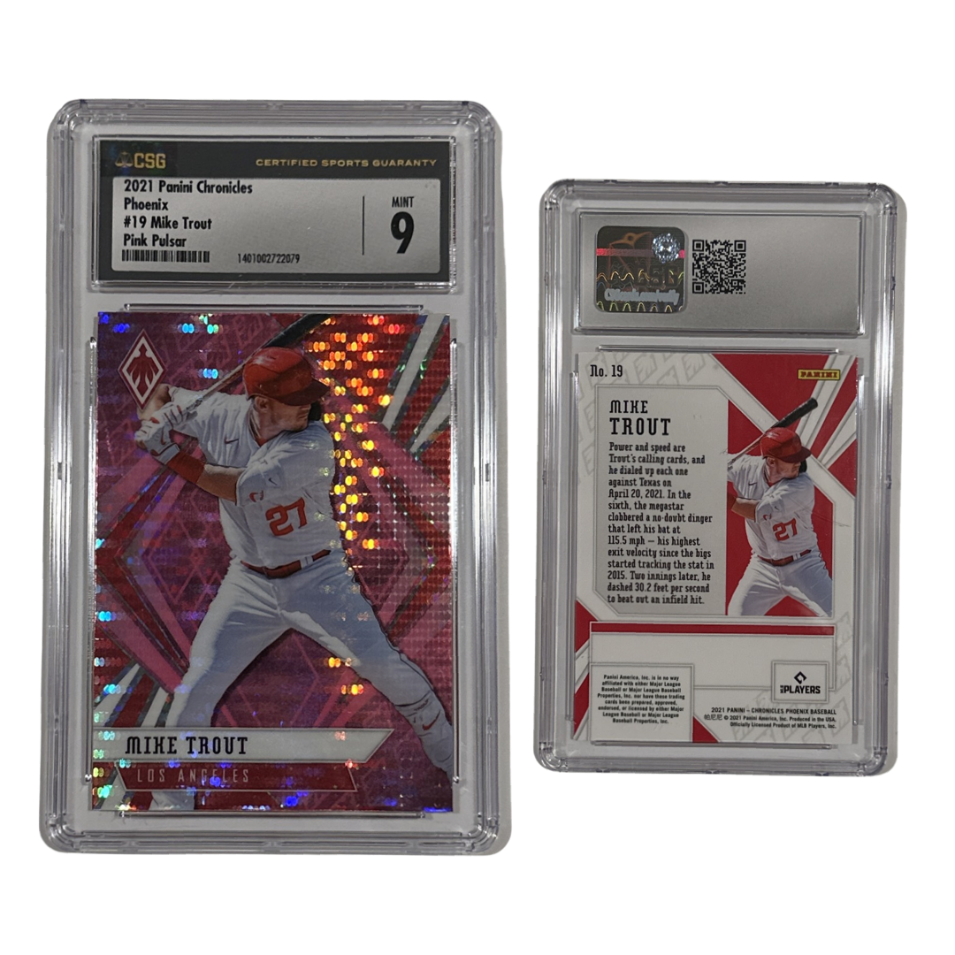 2021 Mike Trout Panini Chronicles Pheonix Pink Pulsar #19 CSG 9 MINT