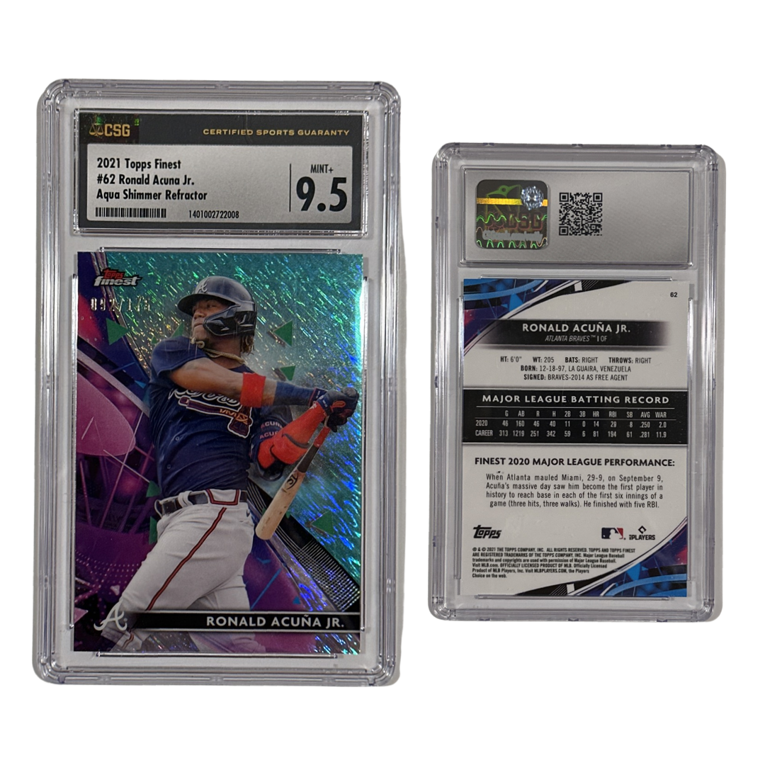 2021 Ronald Acuna Jr. Topps Finest Aqua Shimmer Refractor #62 CSG 9.5 MINT+