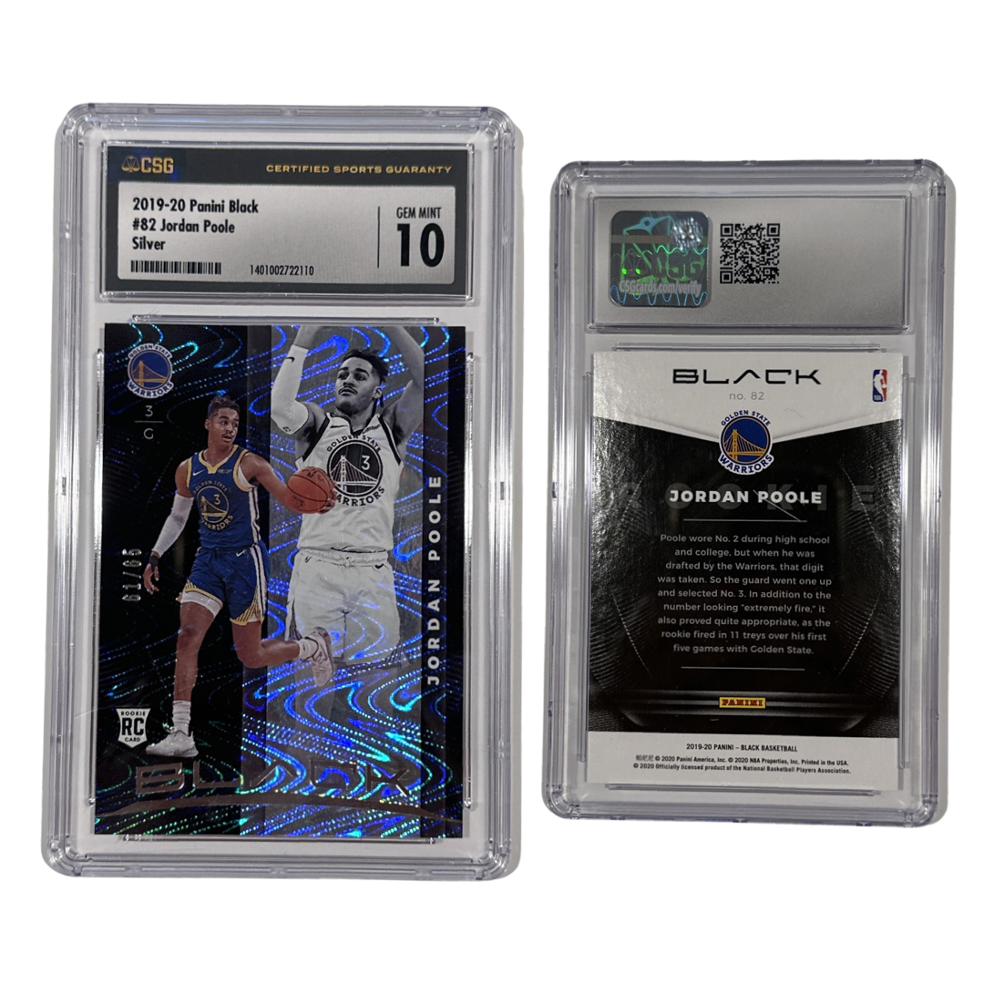 2019-20 Jordan Poole Panini Black Silver Rookie Card /65 #82 CSG 10 GEM MINT