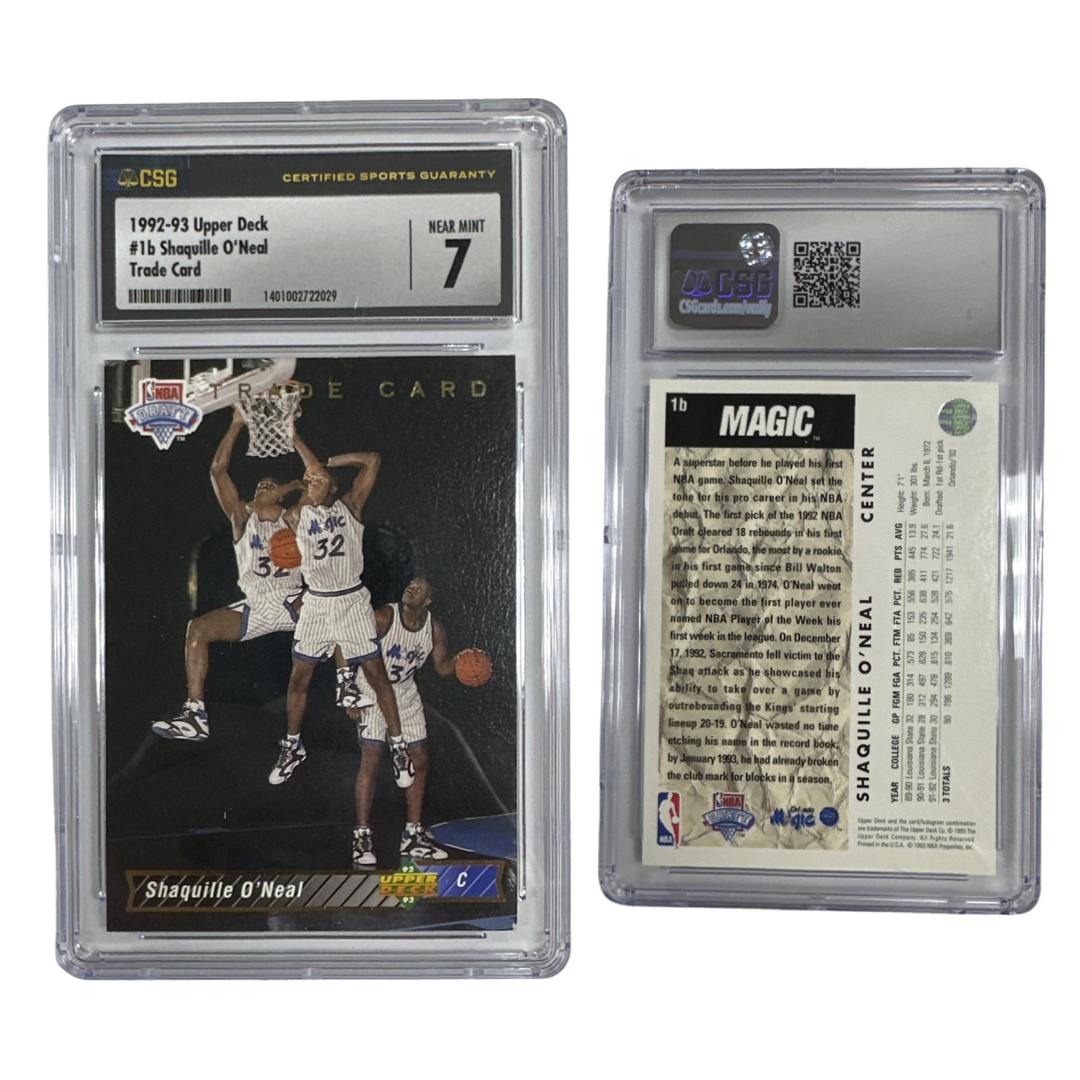 1992-93 Shaquille O'Neal Upper Deck Trade Card #1b CSG 7 NEAR MINT
