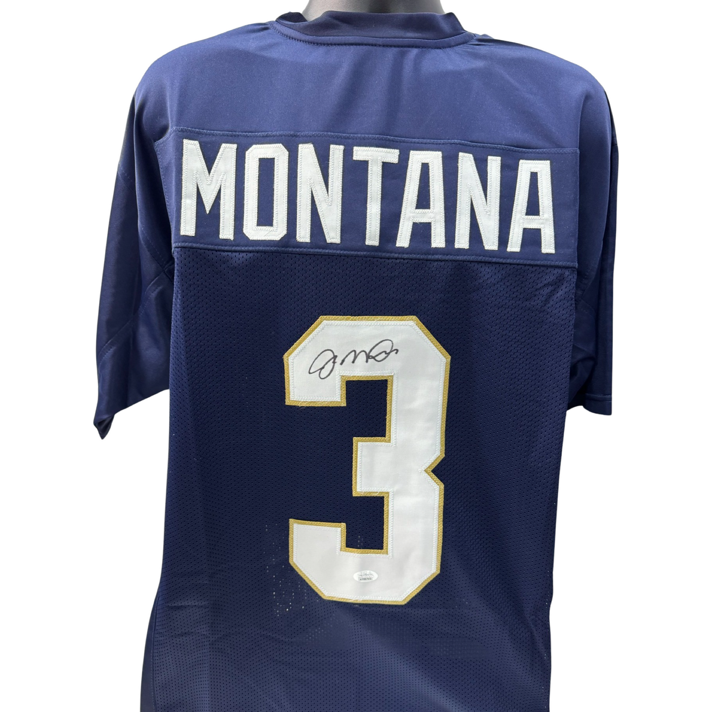 Joe Montana Autographed Notre Dame Fighting Irish Navy Jersey JSA