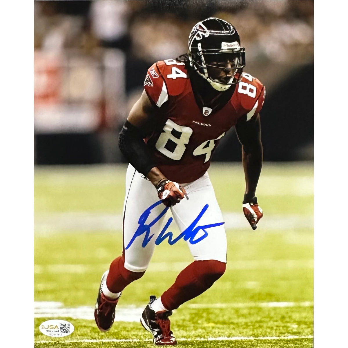 Roddy White Autographed Atlanta Falcons Runnin 8x10 Photo JSA COA
