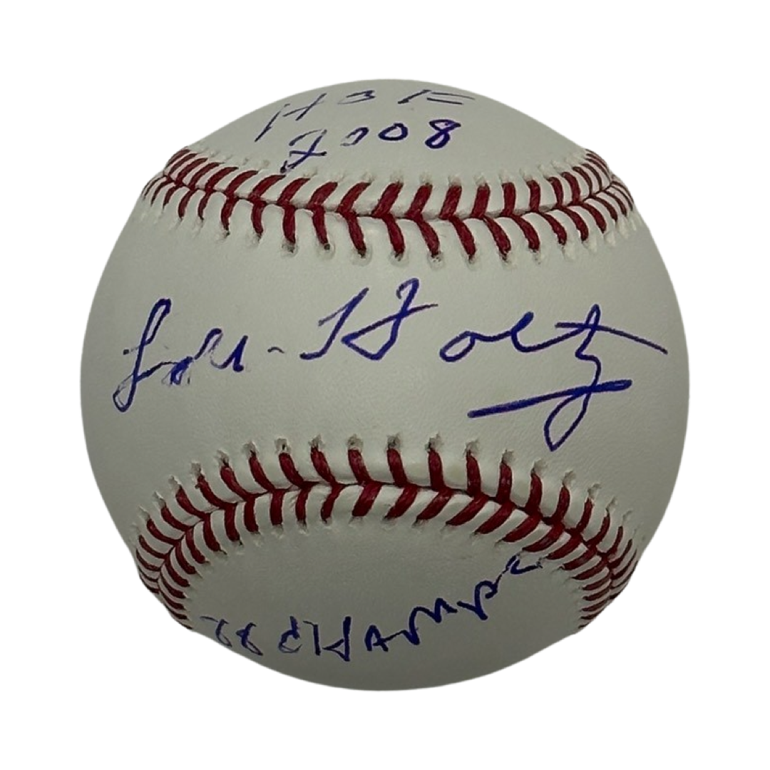 Lou Holtz Autographed OMLB "HOF 2008, 88 Champs" Inscriptions Beckett