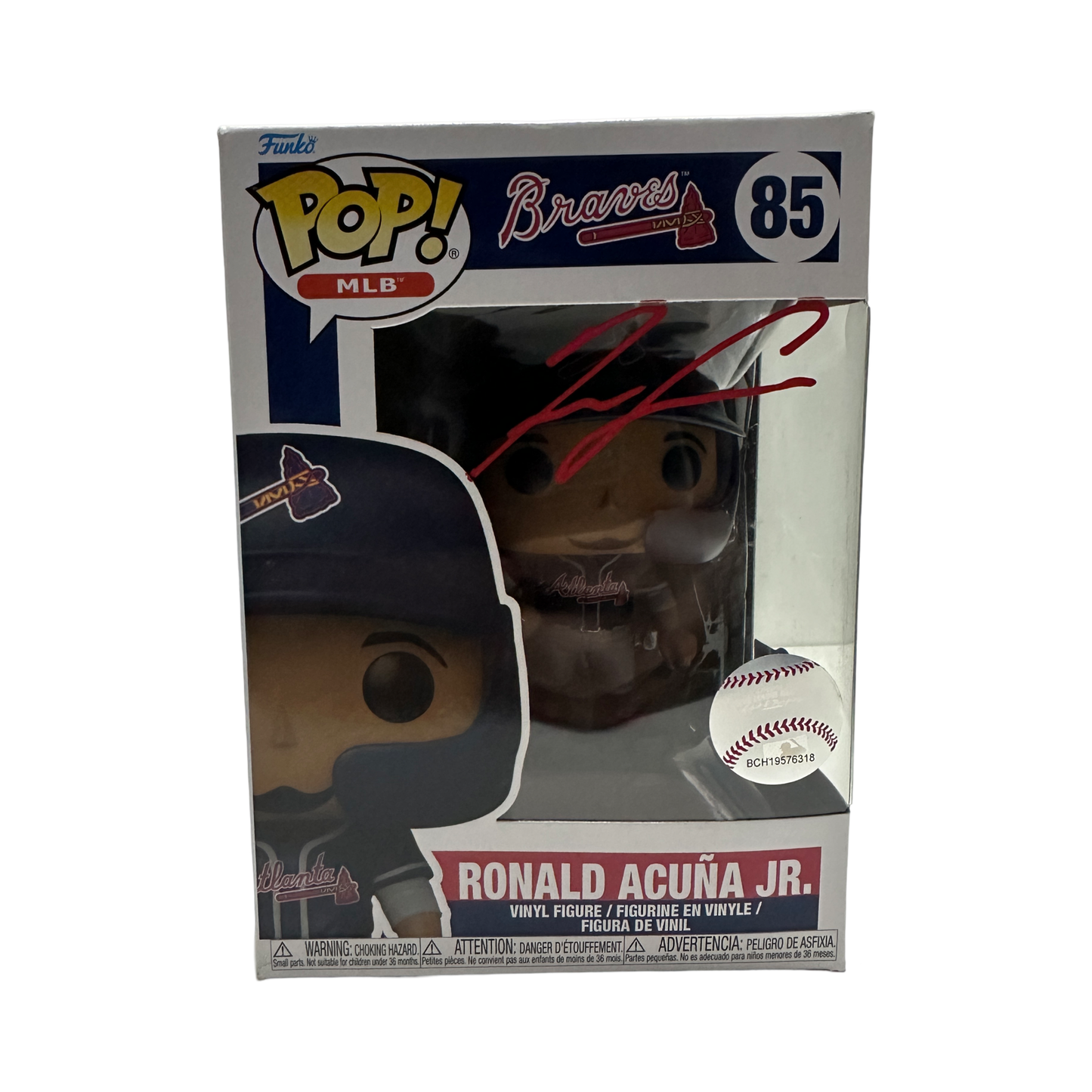 Ronald Acuna Jr. Autographed Atlanta Braves Red Ink Funko Pop Beckett