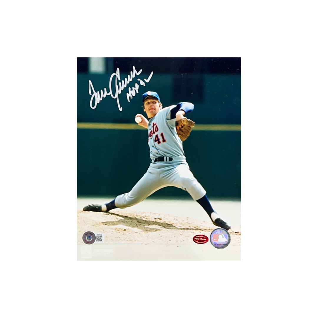 Tom Seaver Autographed New York Mets 8x10 "HOF 92" Inscription Beckett