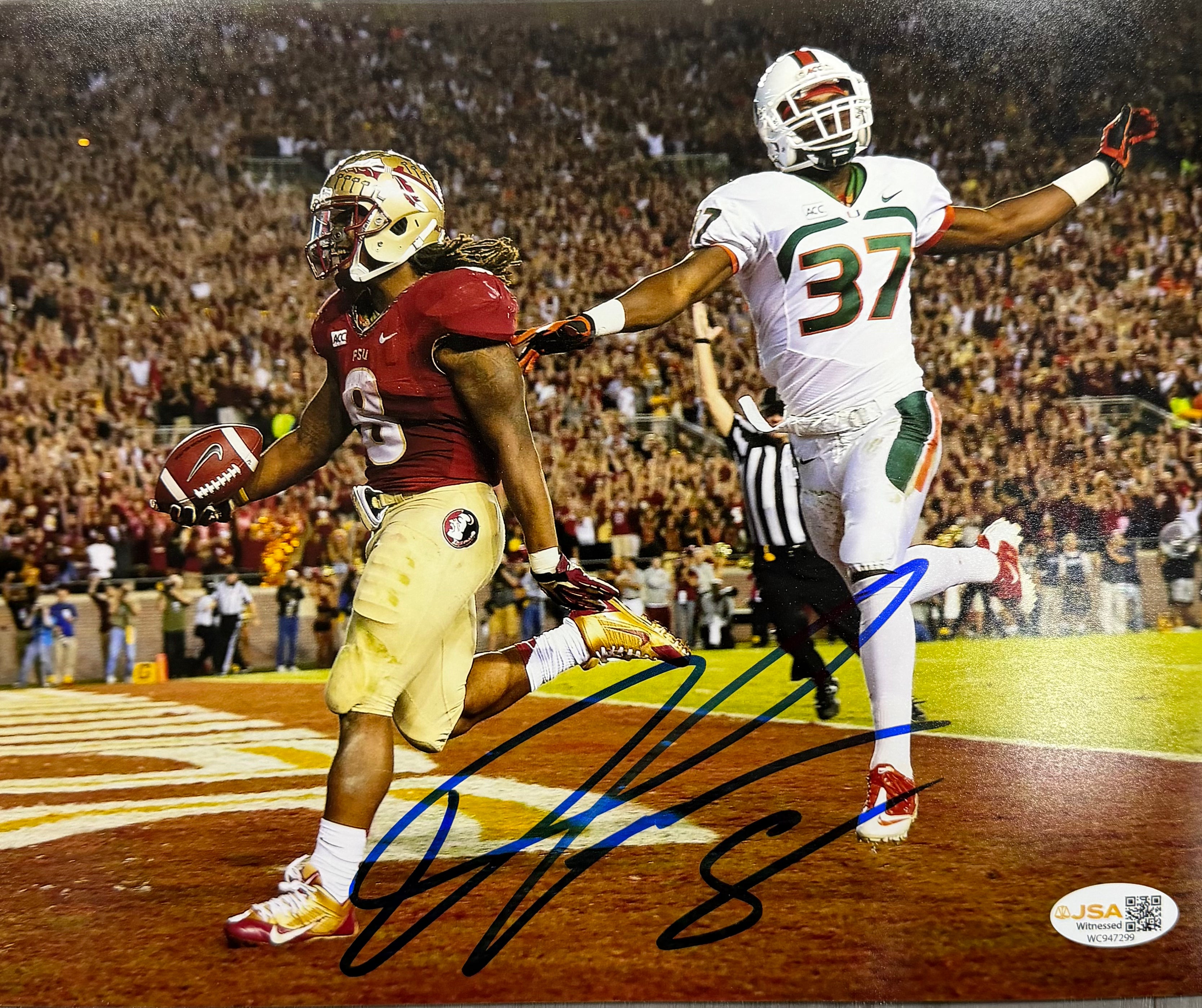 Devonta Freeman FSU Signed Photo Autographed NCAA JSA COA