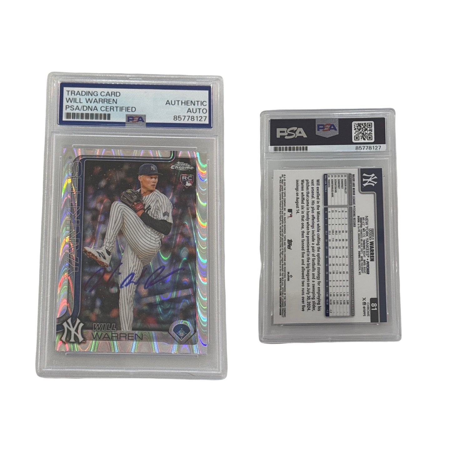 2025 Will Warren Topps Chrome #81 Autographed Wave PSA Auto Authentic