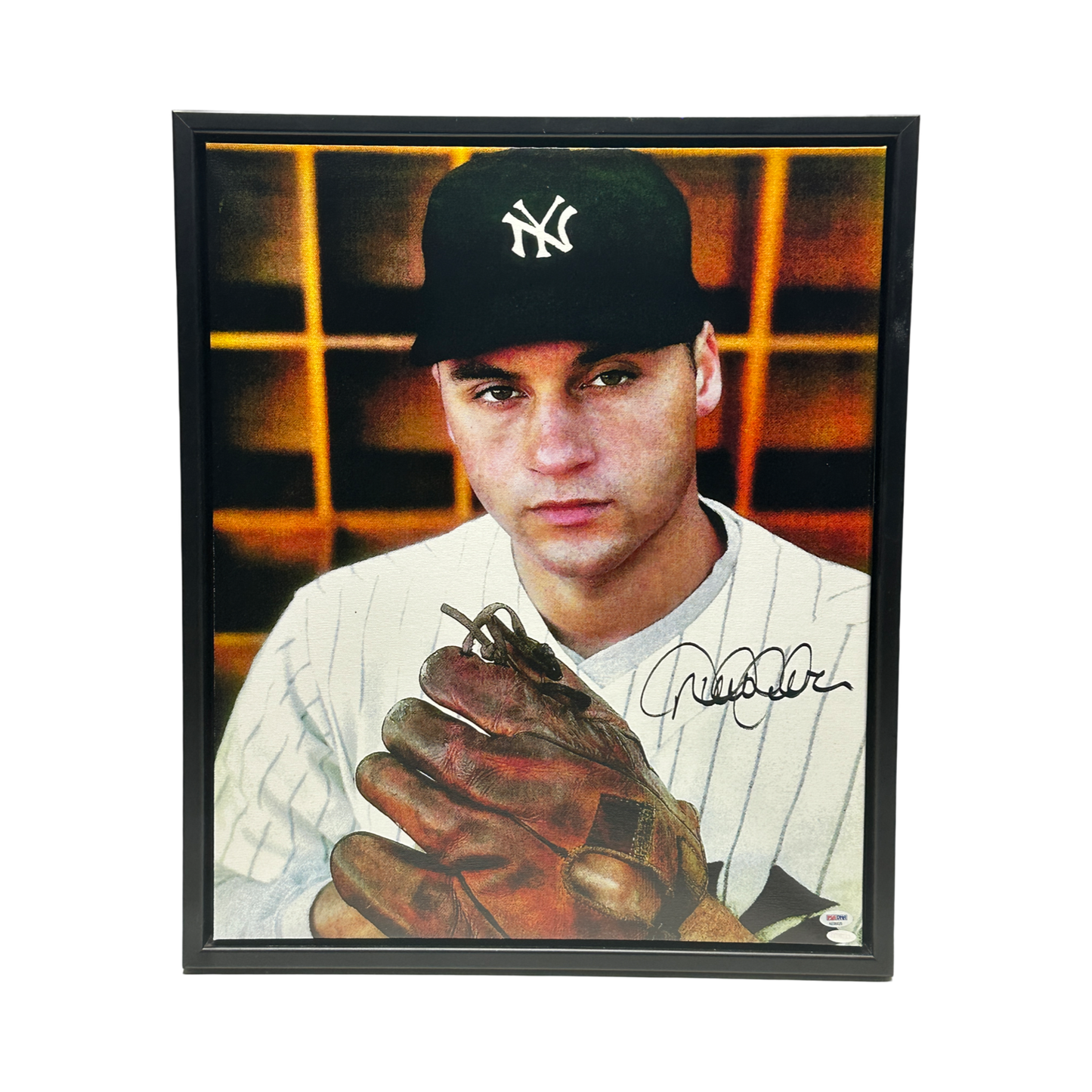 Derek Jeter Autographed New York Yankees Babe Ruth Gear Canvas PSA - Framed