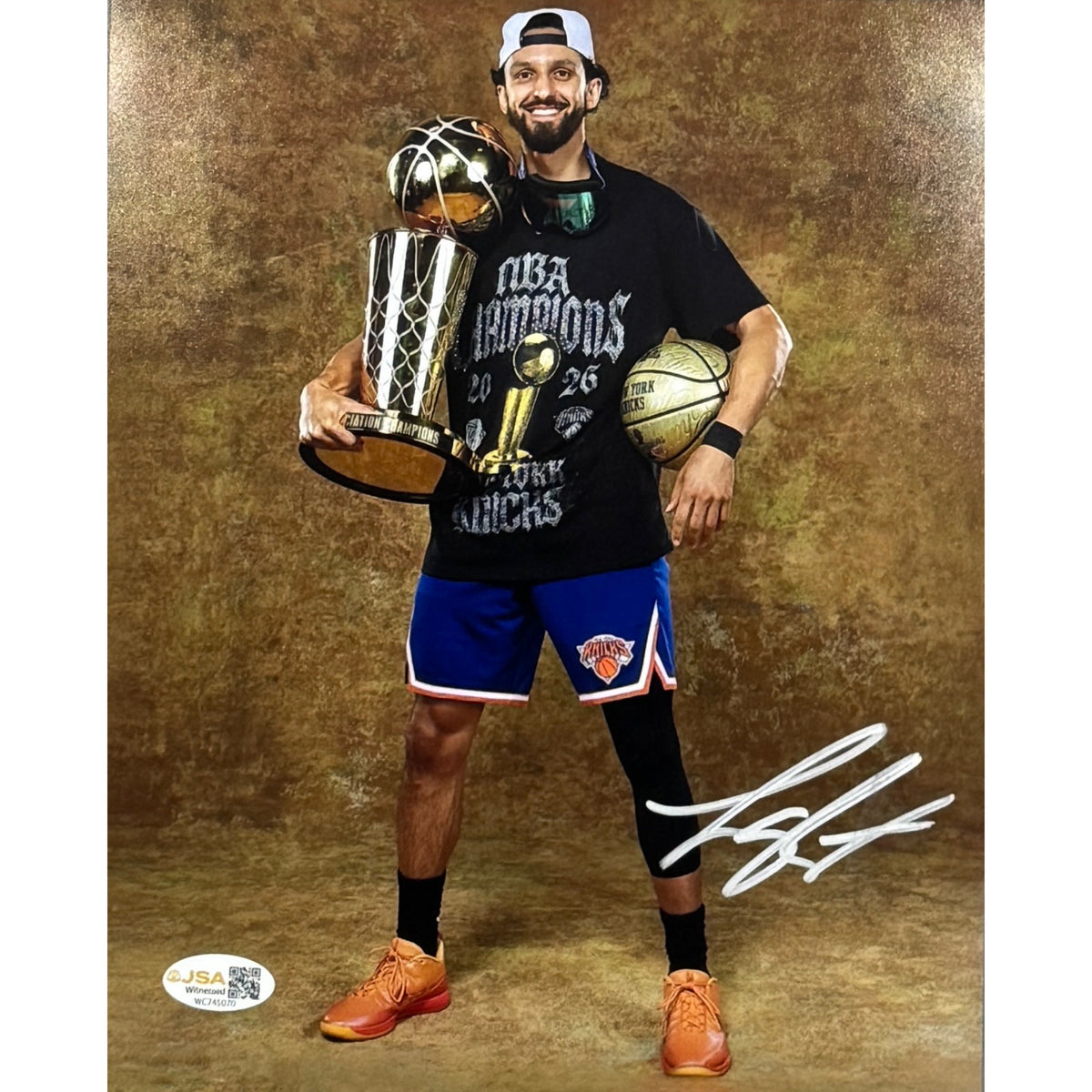 Landry Shamet New York Knicks with Trophy Autographed 8x10 JSA