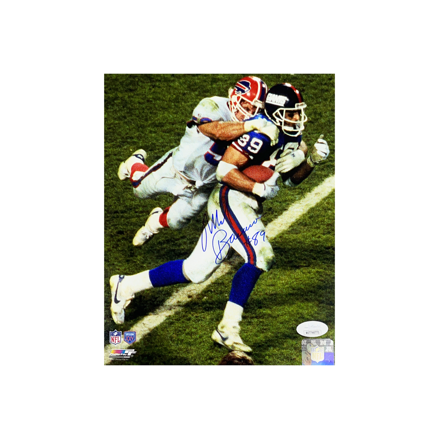 Mark Bavaro Autographed New York Giants Drag Down 8x10 JSA