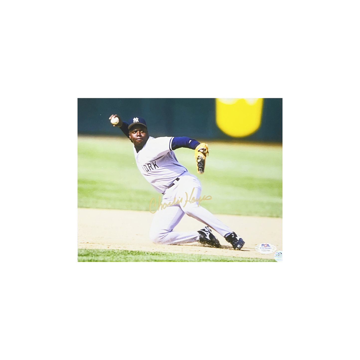 Charlie Hayes Autographed New York Yankees Sliding Play 8x10 PSA