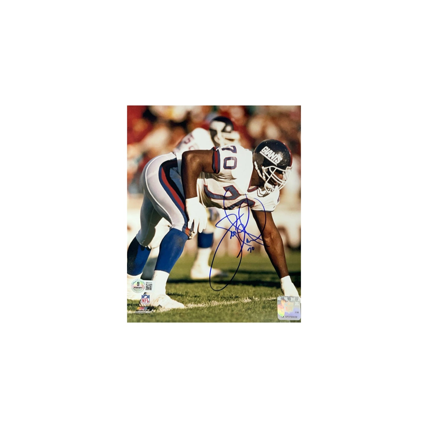 Leonard Marshall Autographed New York Giants 3 Point Stance 8x10 Beckett