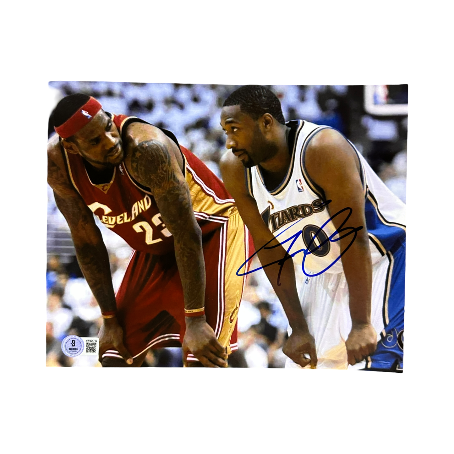 Gilbert Arenas Autographed Washington Wizards With LeBron James 8x10 Photo Beckett