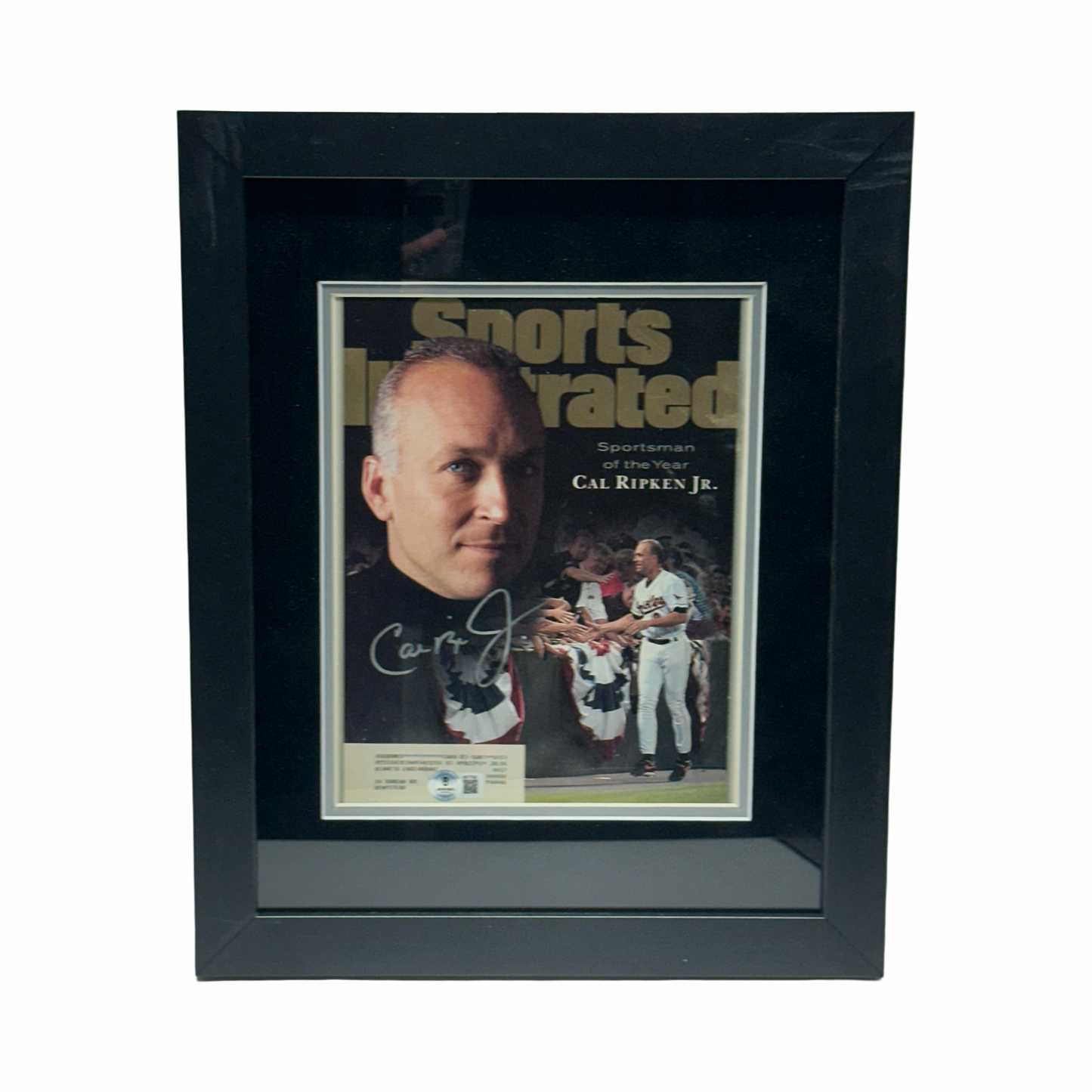 Cal Ripken Jr. Autographed Baltimore Orioles Vertical Sports Illustrated Sportsman of The Year 8x10 Beckett BAS - Framed