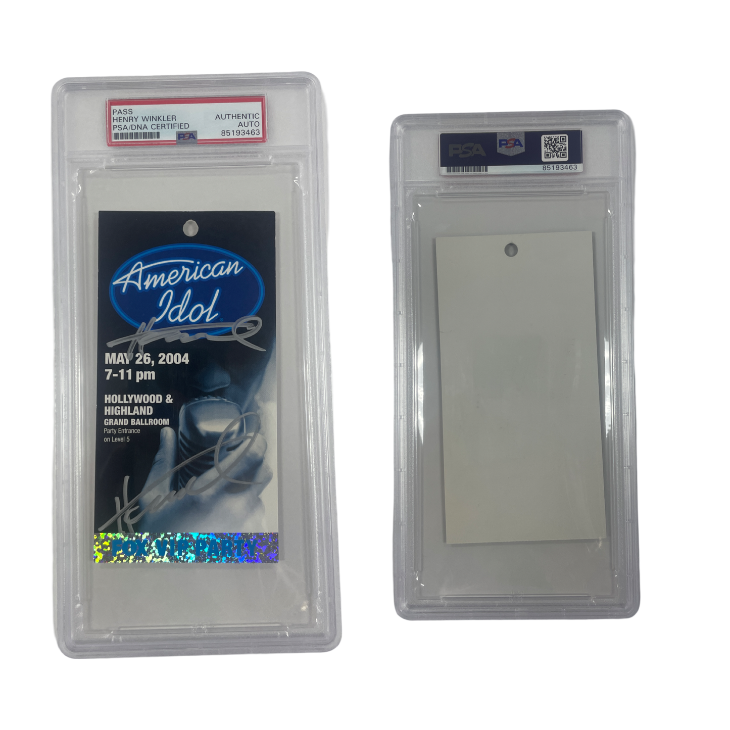 Henry Winkler Autographed American Idol VIP Party Pass From Personal Collection PSA Auto Authentic