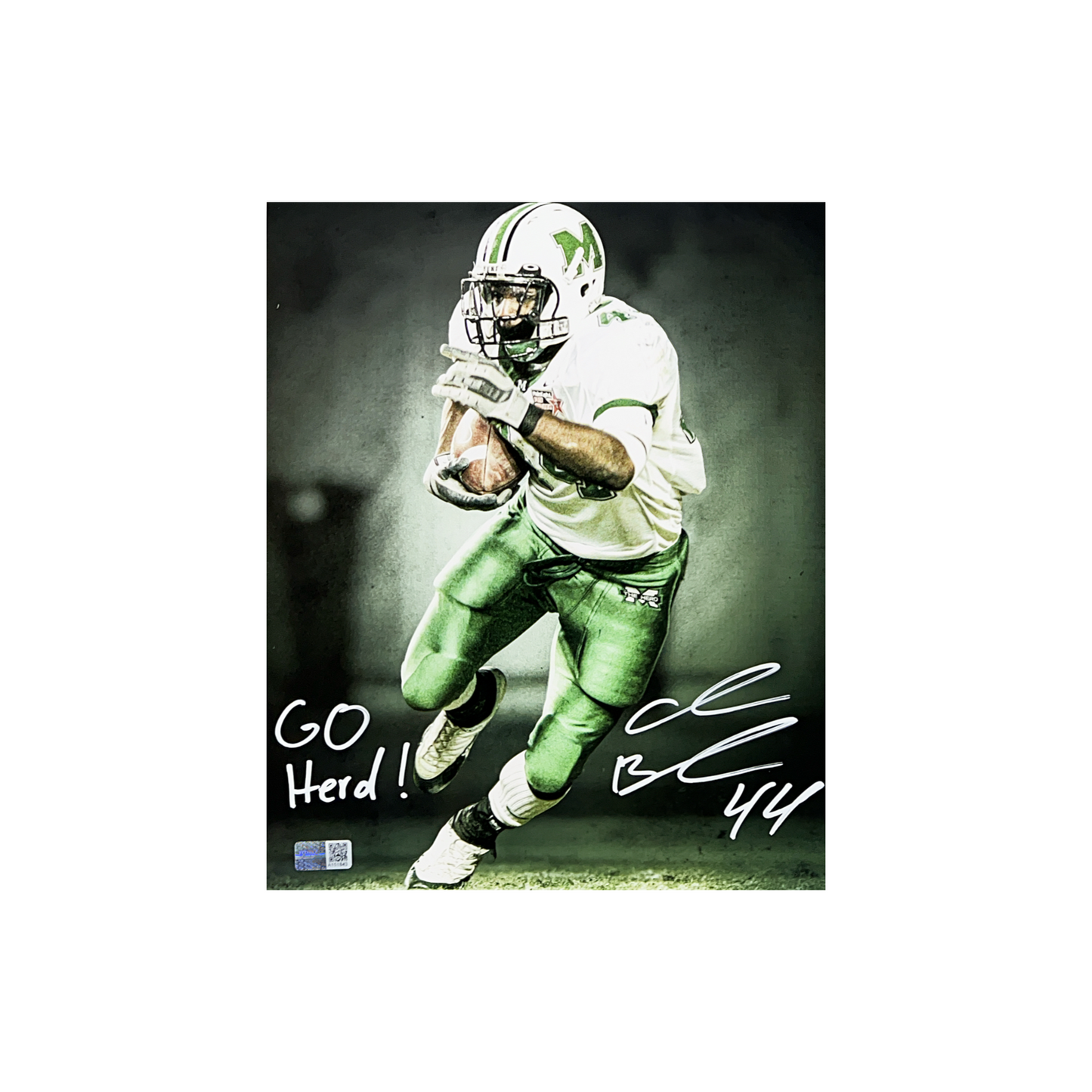 Ahmad Bradshaw Autographed Marshall Thundering Herd Edit 8x10 "Go Herd!" Inscription Steiner CX