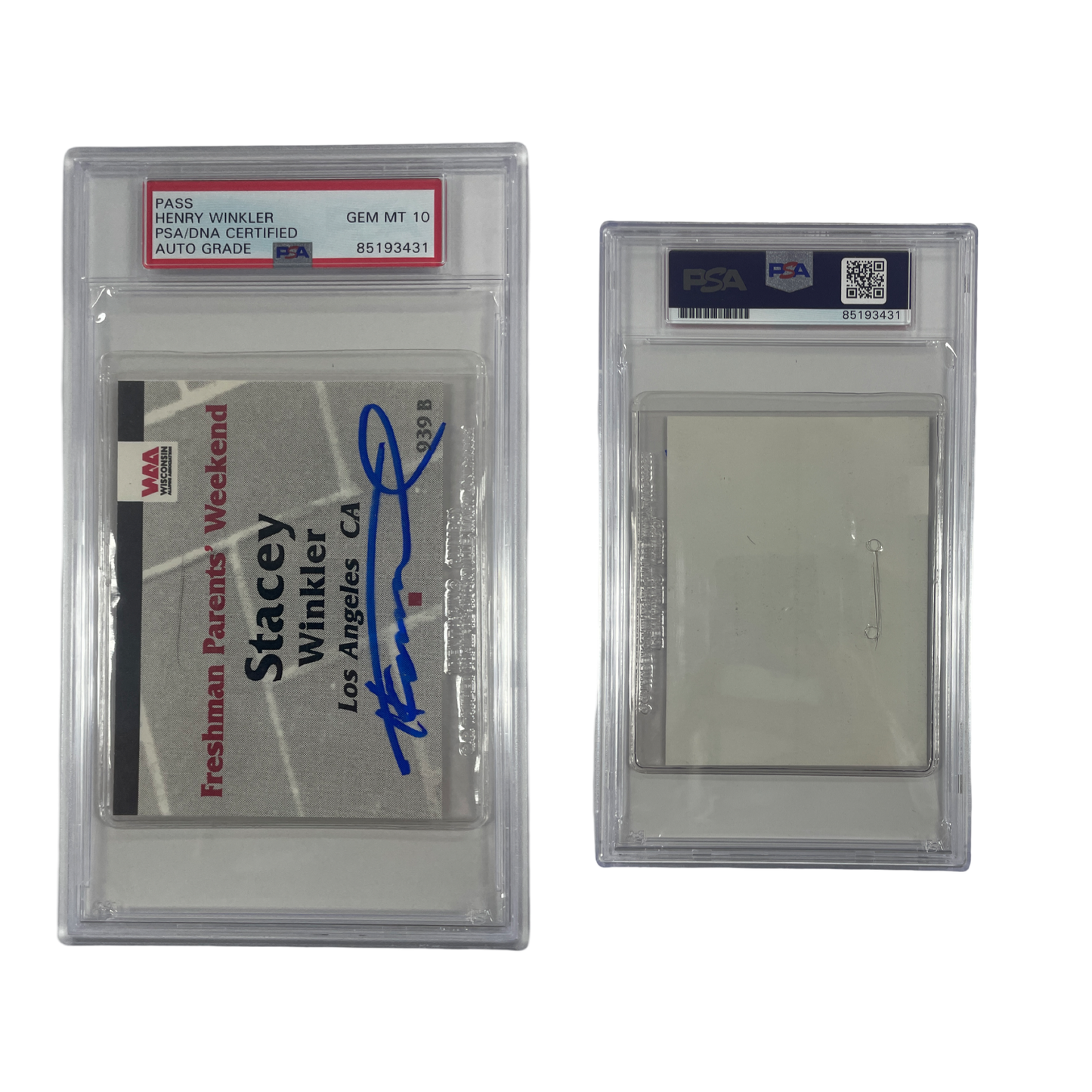 Henry Winkler Autographed Wisconsin Freshman Parents Weekend Pass From Personal Collection PSA Auto Authentic