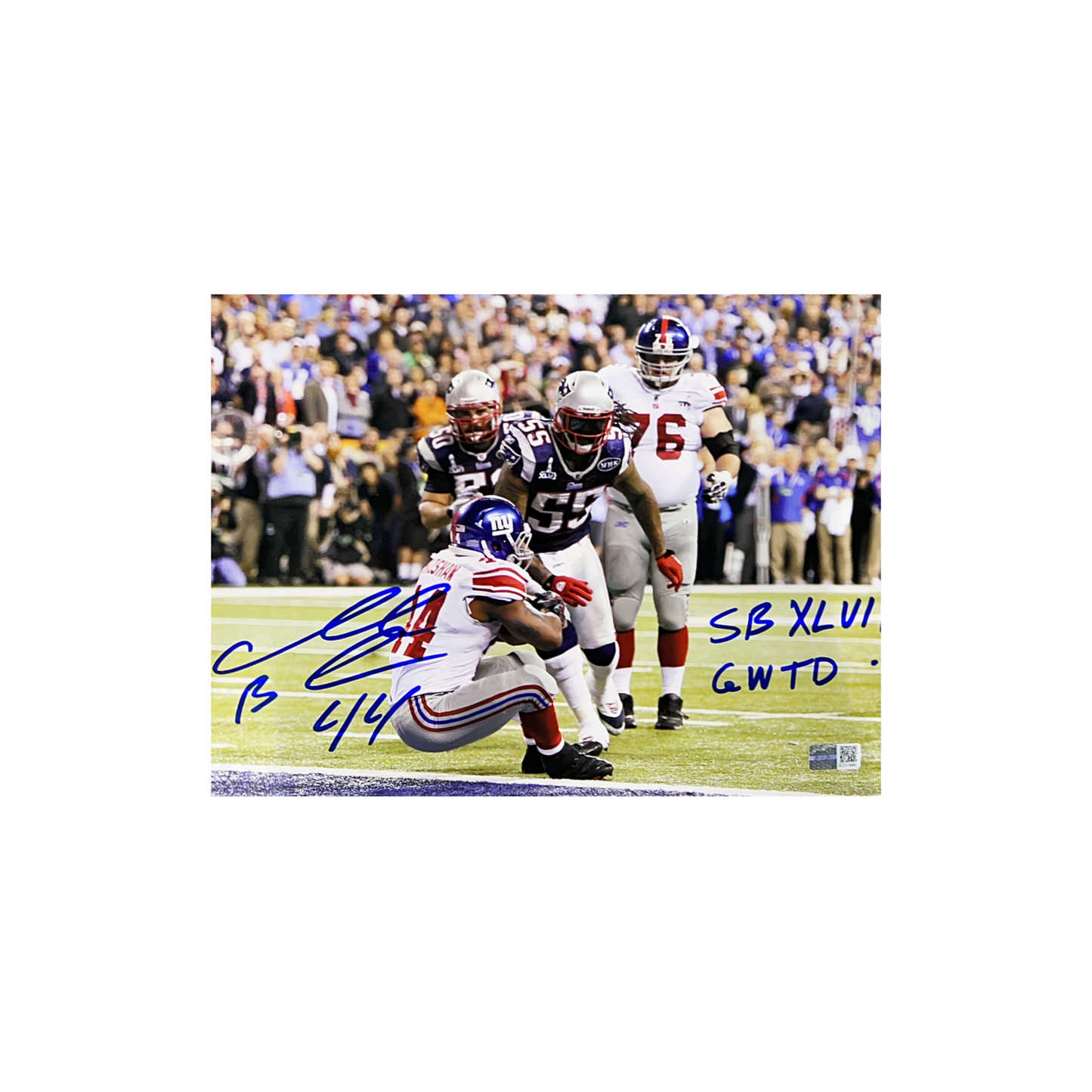 Ahmad Bradshaw Autographed New York Giants 8x10 "SB XLII GWTD" Inscription Steiner CX
