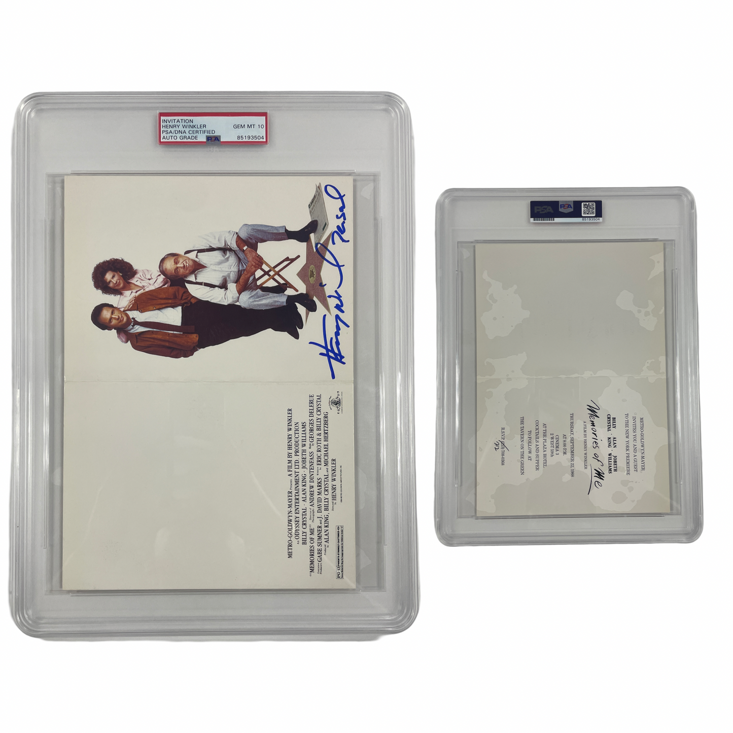 Henry Winkler Autographed Memories of Me Invitation From Personal Collection PSA Auto Authentic
