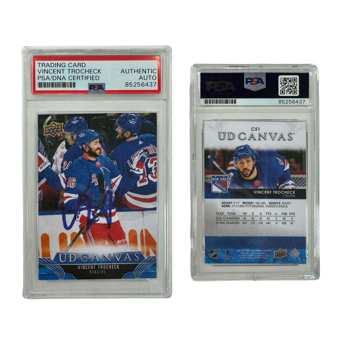 2023-24 Vincent Trocheck Autographed Upper Deck UD Canvas #C51 PSA Auto Authentic