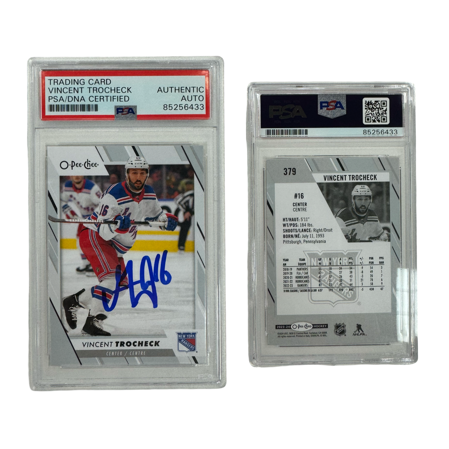 2023-24 Vincent Trocheck Autographed O-Pee-Chee White #379 PSA Auto Authentic