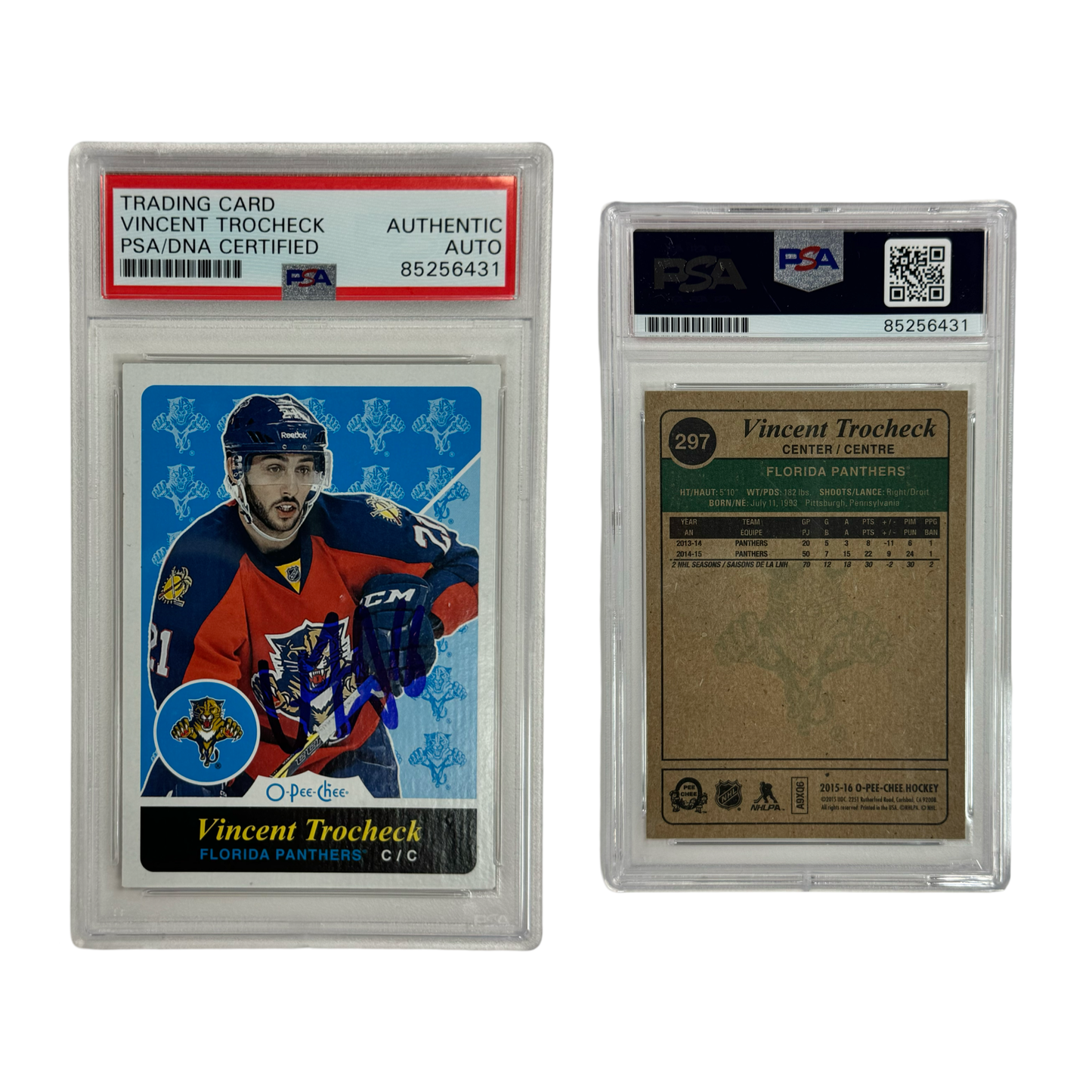 2015-16 Vincent Trocheck Autographed O-Pee-Chee #297 PSA Auto Authentic