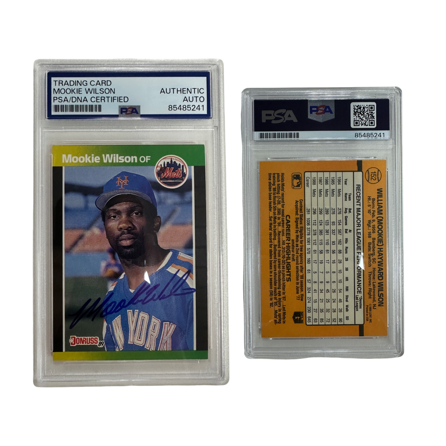 1988-89 Mookie WIlson Autographed Leaf Donruss #152 PSA Auto Authentic