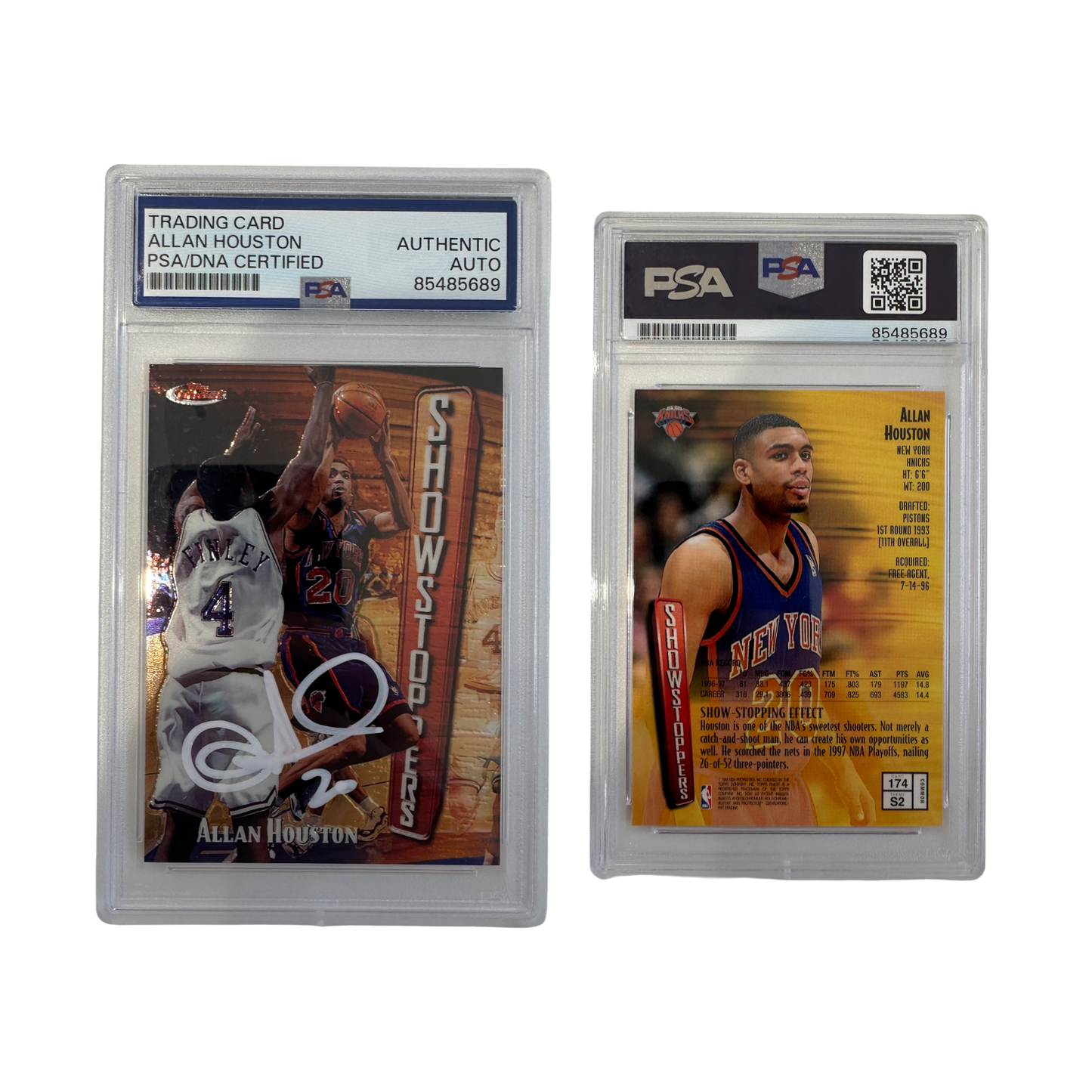 1996 Allan Houston Autographed Topps Finest Showstoppers #174 PSA Auto Authentic