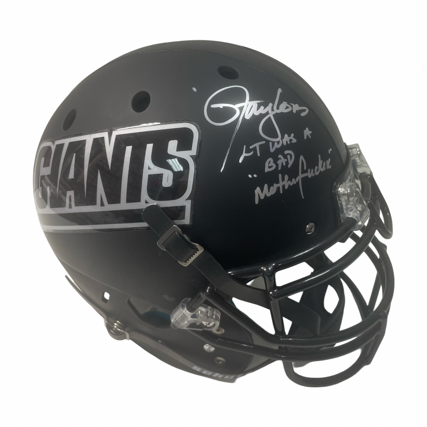 Lawrence Taylor Autographed New York Giants Matte Black Authentic Helmet LT Was a Bad M’Fer Inscription JSA