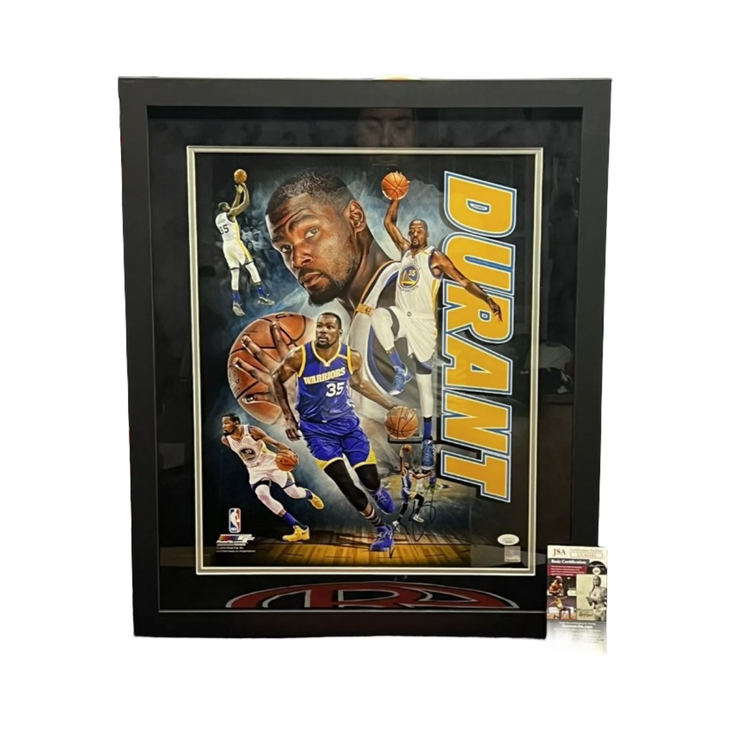 Kevin Durant Autographed Golden State Warriors Edit 16x20 JSA - Framed