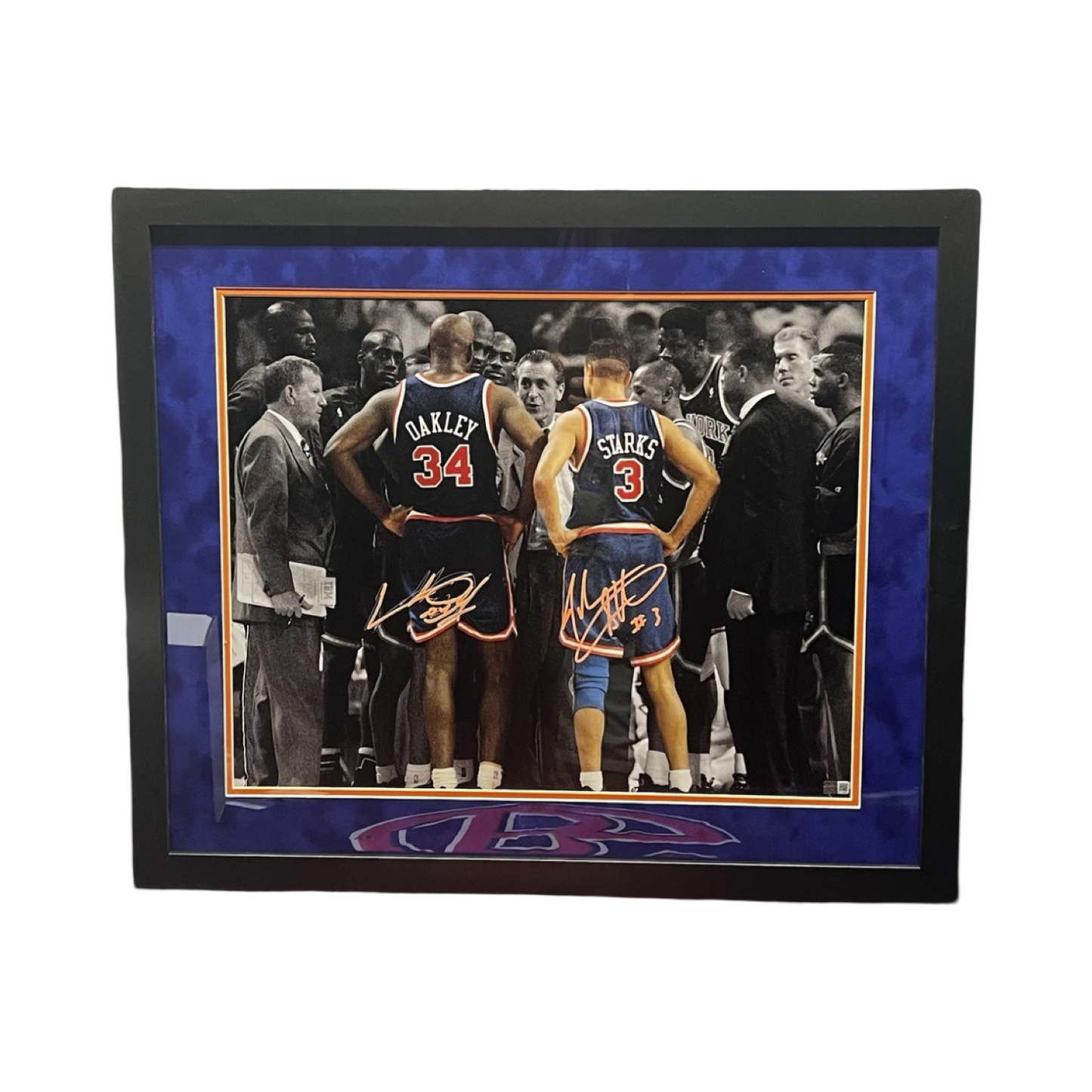 Charles Oakley & John Starks Autographed New York Knicks Spotlight Side by Side 16x20 Steiner CX - Framed