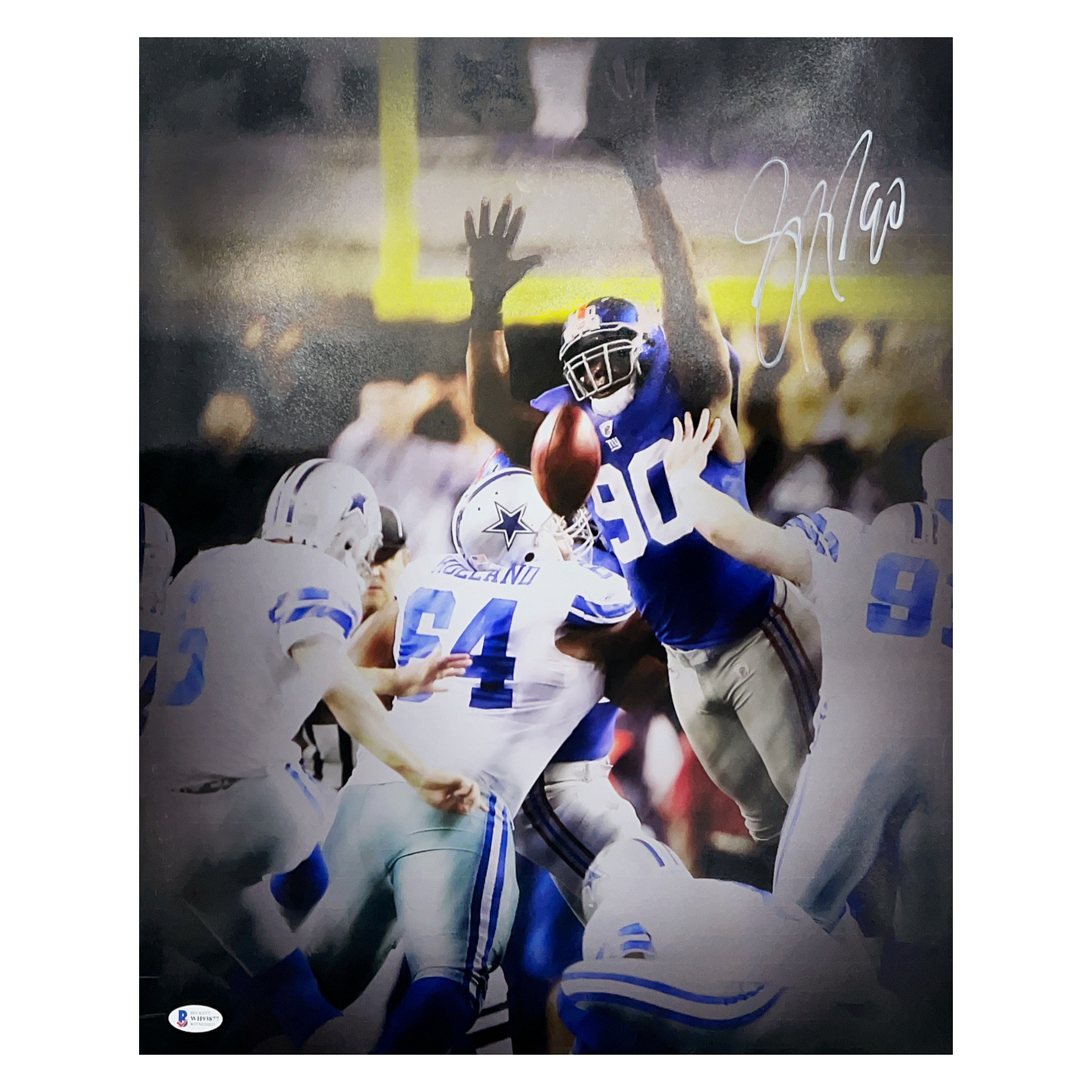 Jason Pierre Paul Autographed New York Giants Field Goal Block 16x20 Beckett