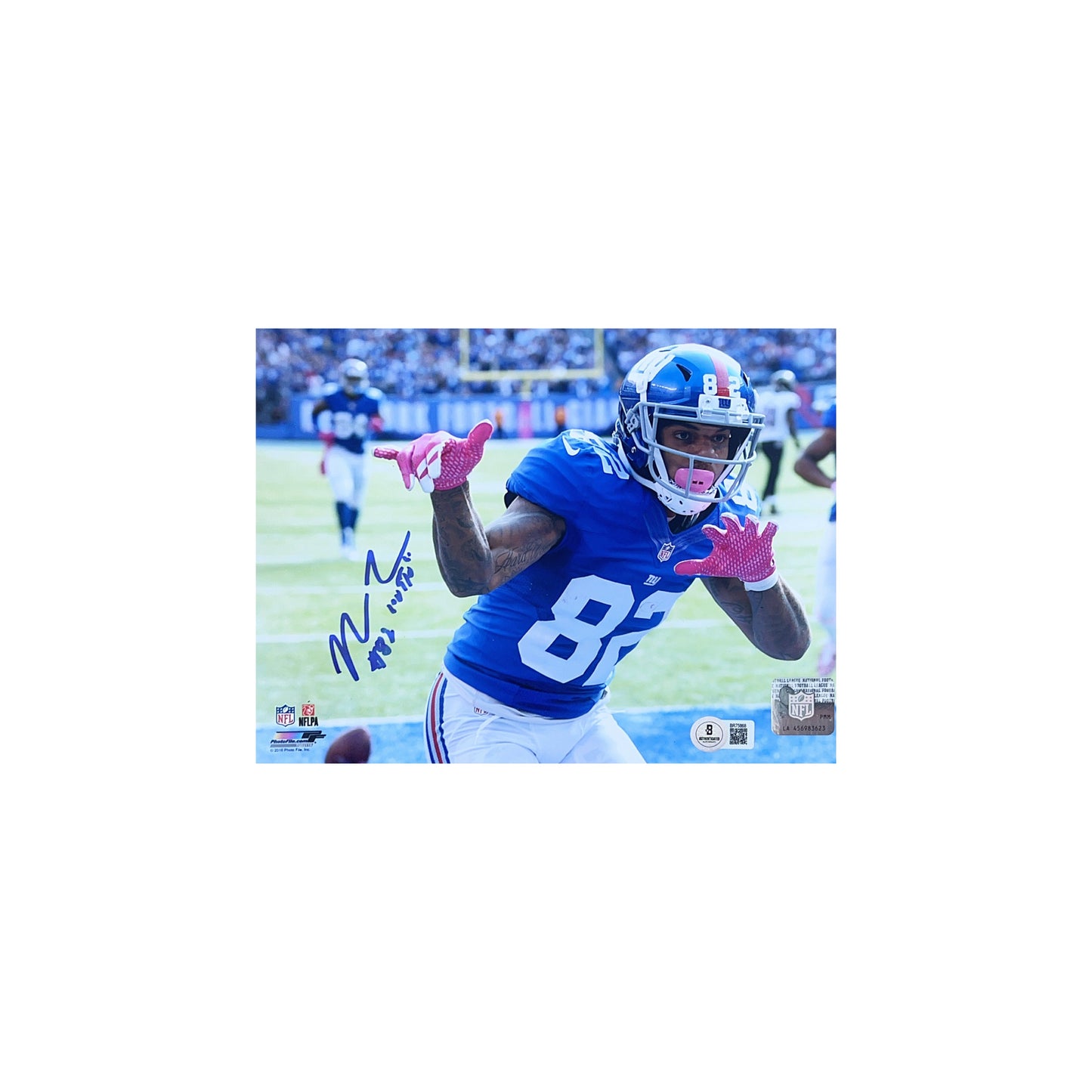 Roger Lewis Jr. Autographed New York Giants Close Up Celebration 8x10 Beckett