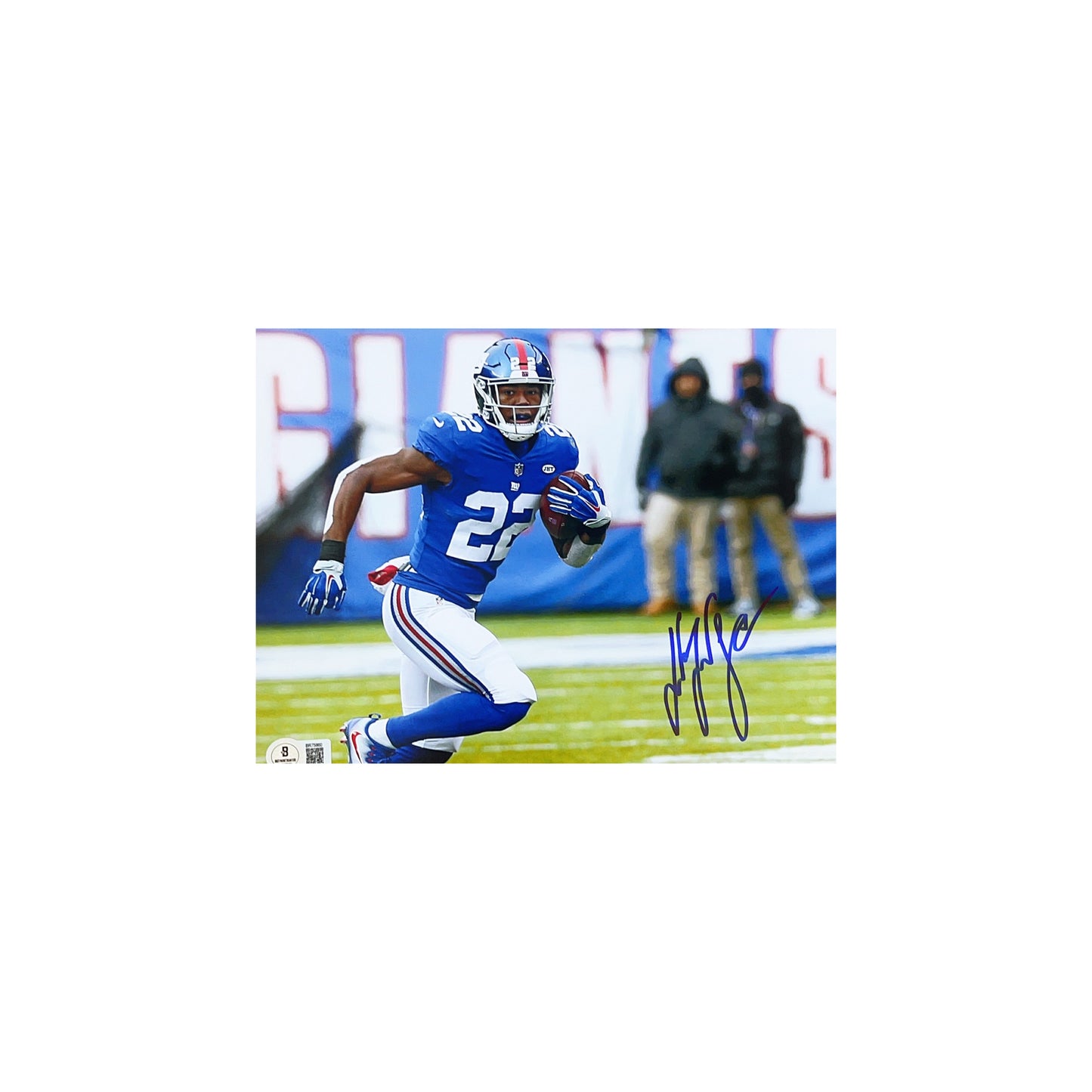 Wayne Gallman Autographed New York Giants Blue Jersey Rush 8x10 Beckett