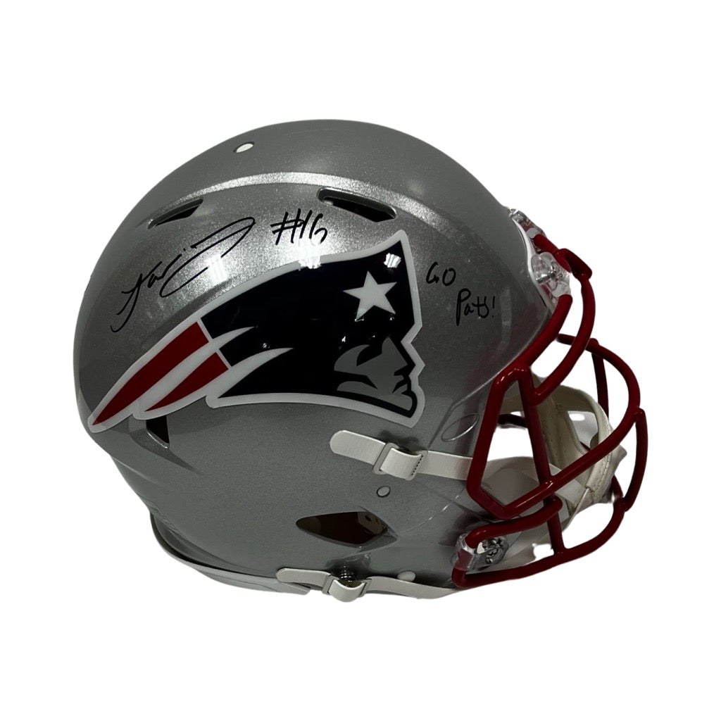 Jakobi Meyers Autographed New England Patriots Speed Authentic Helmet Go Pats Inscription Steiner CX